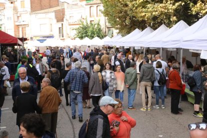 Un visitante comprando ayer membrillos en la feria de Tremp.