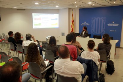 El director de l'Agència de Residus de Catalunya, Isaac Peraire, durant el balanç de la gestió de residus municipals a Ponent a Lleida