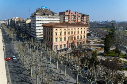 sense fulles. La poda dels arbres permet que puguem observar els detalls de façanes tan singulars com aquestes, que potser durant la resta de l’any passen més desapercebuts.