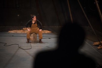 solitud i risc. L’obra és una aproximació personal de l’autora a les falles en un escenari vertical construït per a l’ocasió.