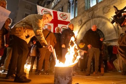 Manifestación en Lleida contra la monarquía y la presencia de la Reina Letizia