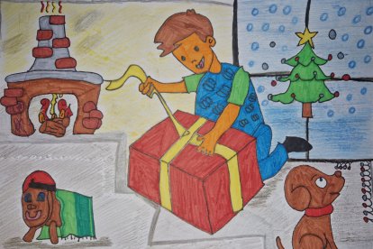Con este dibujo ganó Diego Antón en la categoría de siete a diez años.