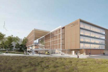 Una imatge virtual del nou edifici de consultes externes de l'Hospital Universitari Arnau de Vilanova de Lleida.