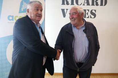 Los presidentes del canal d'Urgell y del canal Segarra-Garrigues, Amadeu Ros y Josep Maria Jové.