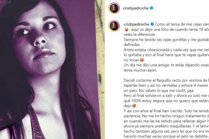 Cristina Pedroche va publicar aquesta foto a Instagram sobre com|com eren les seues celles als 18 anys.