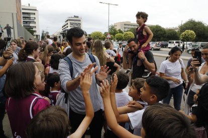 La rebuda del Força Lleida al Barris Nord a la seua arribada de Madrid