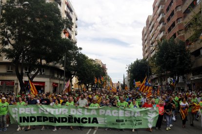 Cabecera de la manifestación de la ANC de la Diada en Lleida