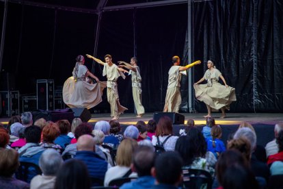 Gran nit de foc. Les bèsties locals van donar la benvinguda ahir a la plaça Sant Francesc a les colles convidades per participar en la Nit de Foc. - JORDI ECHEVARRIA
