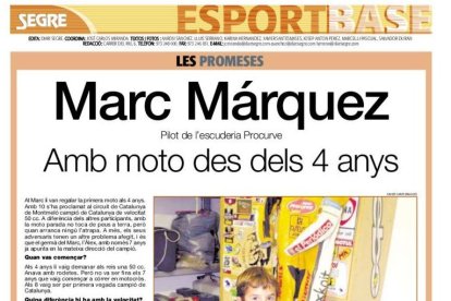 La primera entrevista al piloto de Cervera publicada en el suplemento Esport Base del 7 de noviembre del 2003.