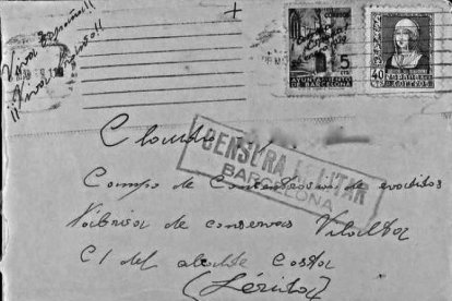 Carta a un presoner del camp a la fàbrica de conserves Vilalta de Lleida.