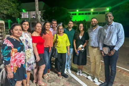 El regidor de Cooperació, Jackson Quiñónez, i l'alcalde de Lérida, Luis Carlos Amézquita, en l'acte commemoratiu dels 30 anys d'agermanament Lleida-Lérida.