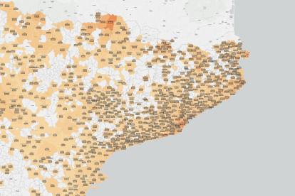 El mapa del Portal Estadístic del Notariat a Catalunya.