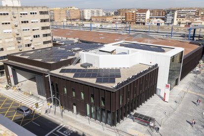 Vista aèria de la nova estació d'autobusos de Lleida.