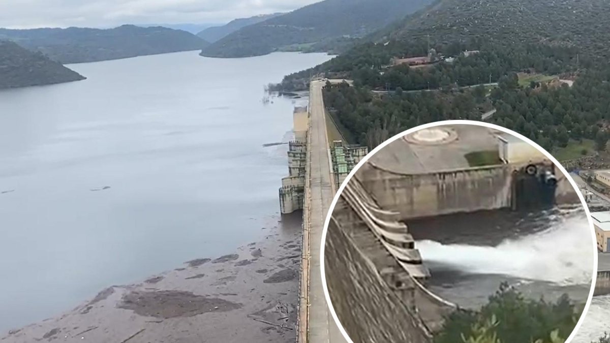 El pantano de Rialb desagua agua al alcanzar el 100% de su capacidad