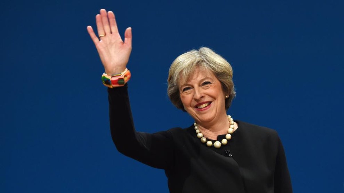 La ‘premier’ Theresa May, ahir al congrés del partit ‘tory’.