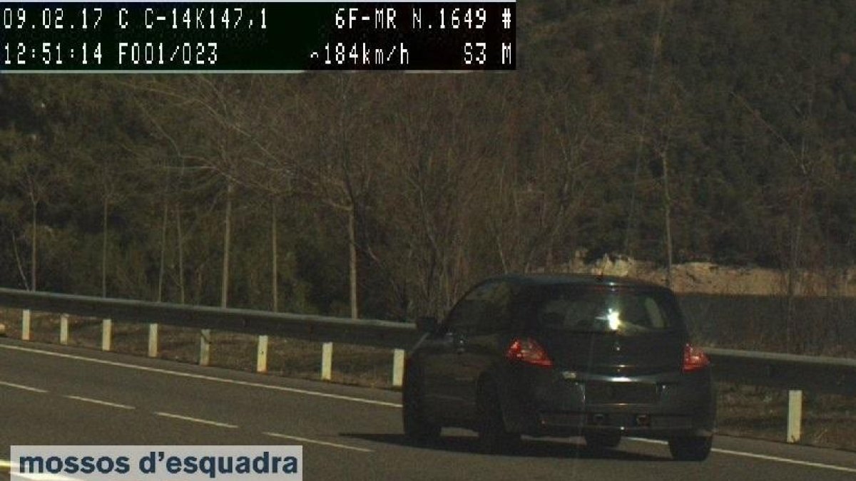 La imatge capturada pel radar dels Mossos d'Esquadra.