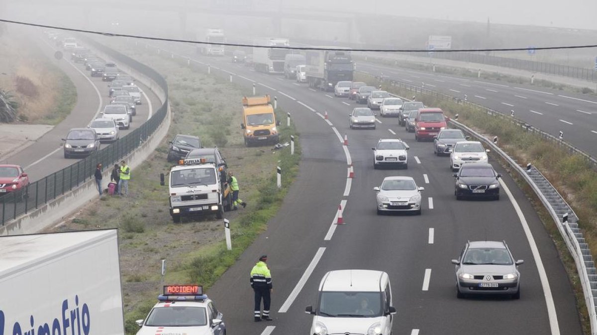 Sis ferits i l’autovia tallada per tres accidents per la boira a la ##Segarra