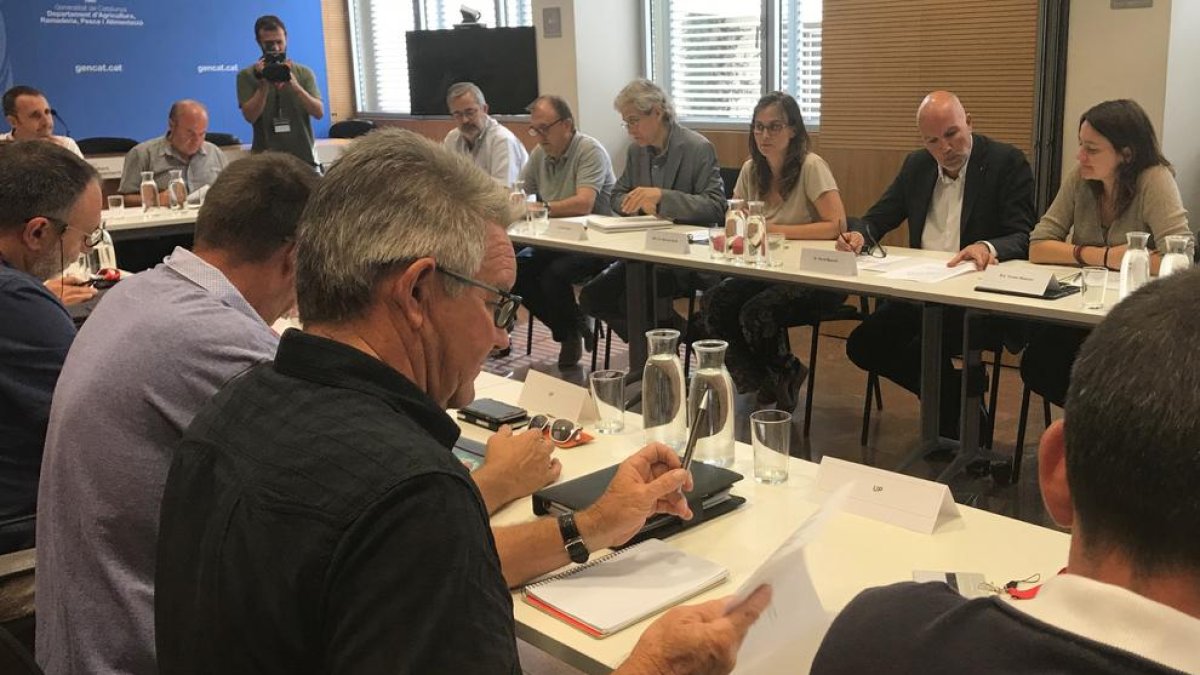 Imatge de la reunió de la conselleria amb representants del sector ahir a Barcelona.