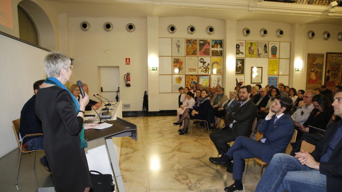 Tarruella, durante su intervención para agradecer el premio, ayer en el IMAC. 