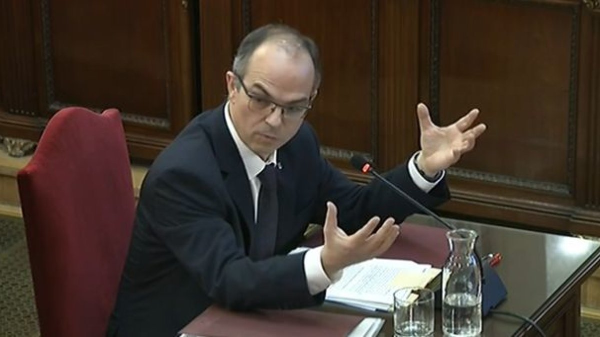 El exconsejero de Presidencia de la Generalitat Jordi Turull en un momento de su declaración en el Tribunal Supremo.