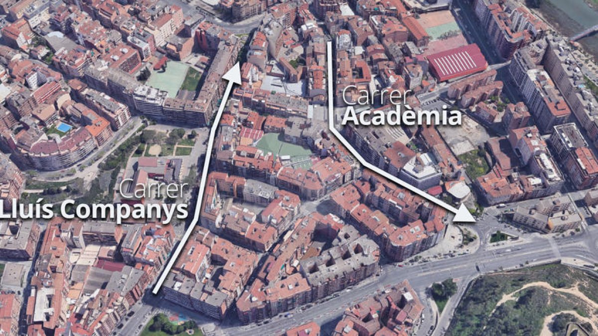 Las calles Lluís Companys i Acadèmia, unidireccionales a partir del 8 de agosto