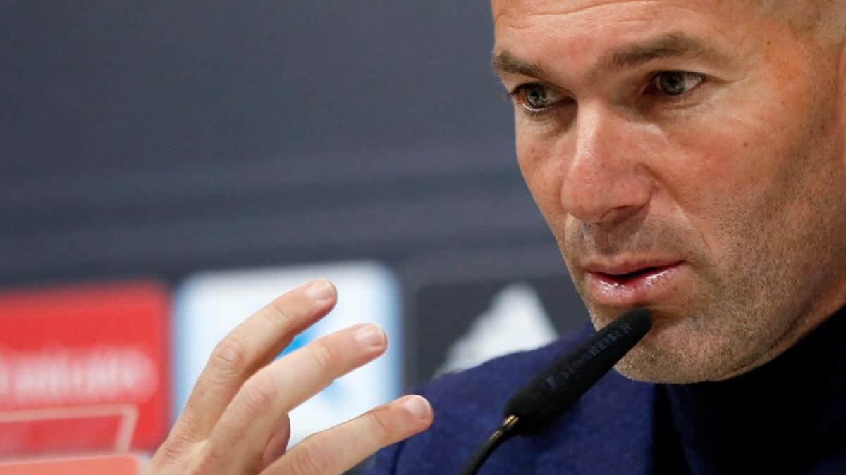 Zinedine Zidane, durant la roda de premsa d’ahir a la Ciutat Esportiva del Reial Madrid.