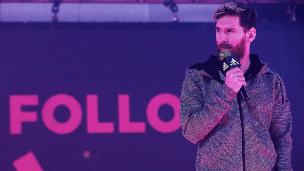 Messi, durant l’acte publicitari de la firma Adidas.