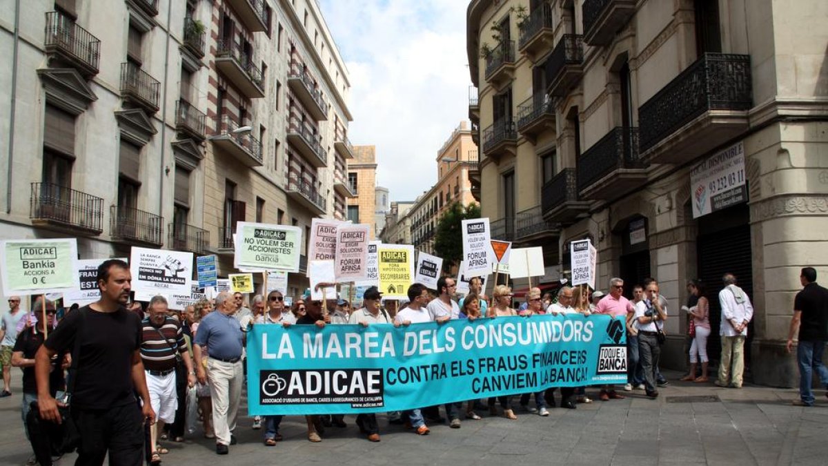 Imagen de archivo de una protesta contra la banca en Barcelona. 