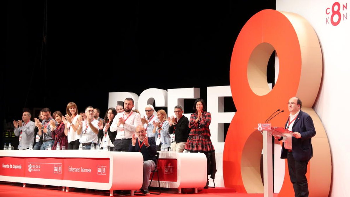 El líder del PSC, ayer en el Congrso del PSE-EE en Bilbao. 