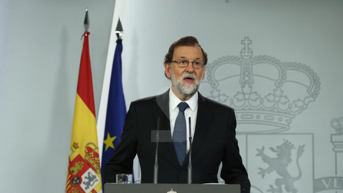 El president del Govern, Mariano Rajoy, durant la seua compareixença.