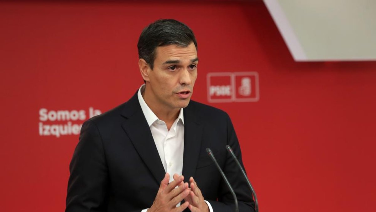 El secretario general del Partido Socialista, Pedro Sánchez, ayer en la sede de su partido en Madrid.
