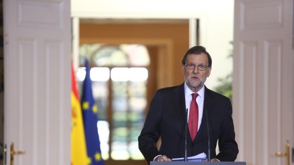 Mariano Rajoy en un moment de la seua compareixença després de l'últim Consell de Ministres de l'any.