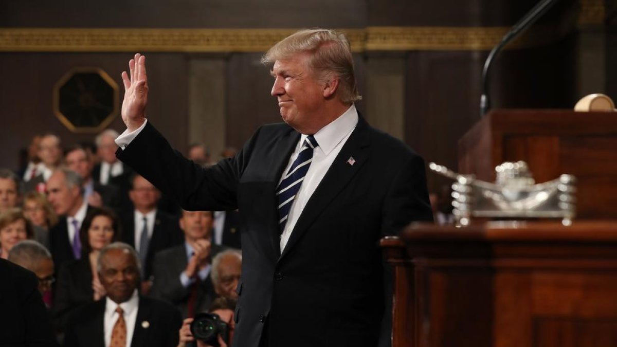 Donald Trump a l’arribar al Capitoli, abans del seu discurs.