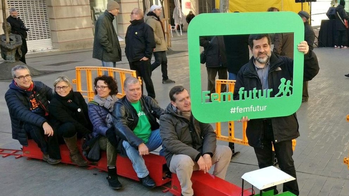 Jordi Sànchez, durant l’acte d’ahir de l’ANC a Sant Feliu de Llobregat.