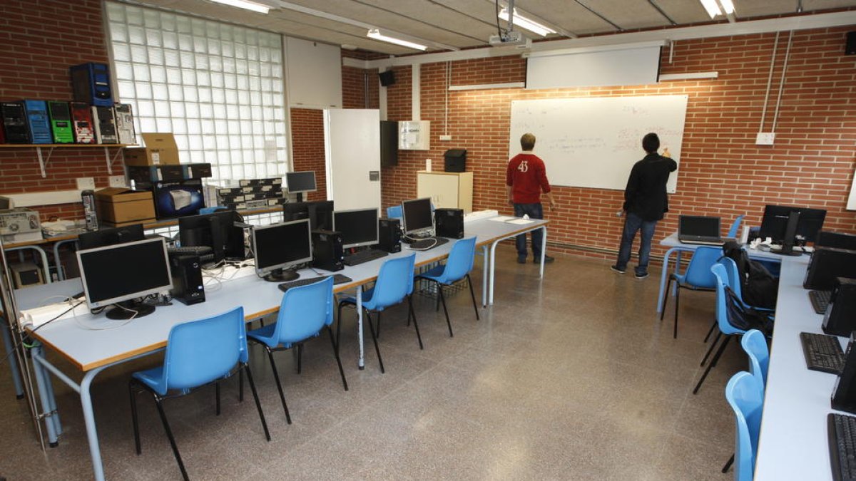 Una aula sense alumnes, en una anterior jornada de vaga docent.