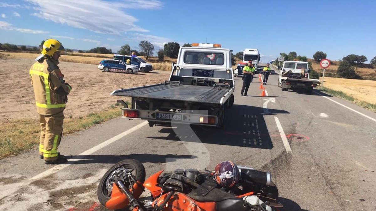 Una imatge de l'accident mortal d'aquest dimecres a l'L-310 a la Segarra.