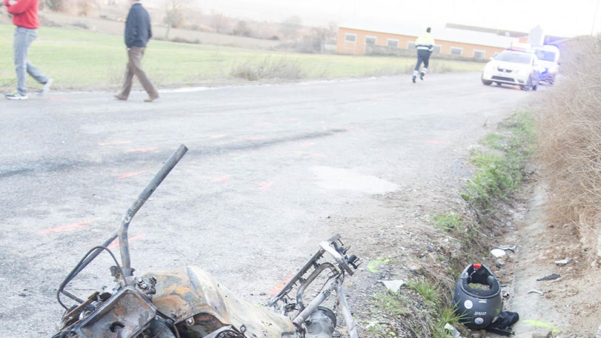 La motocicleta accidentada ahir entre Bellmunt i Bellcaire.