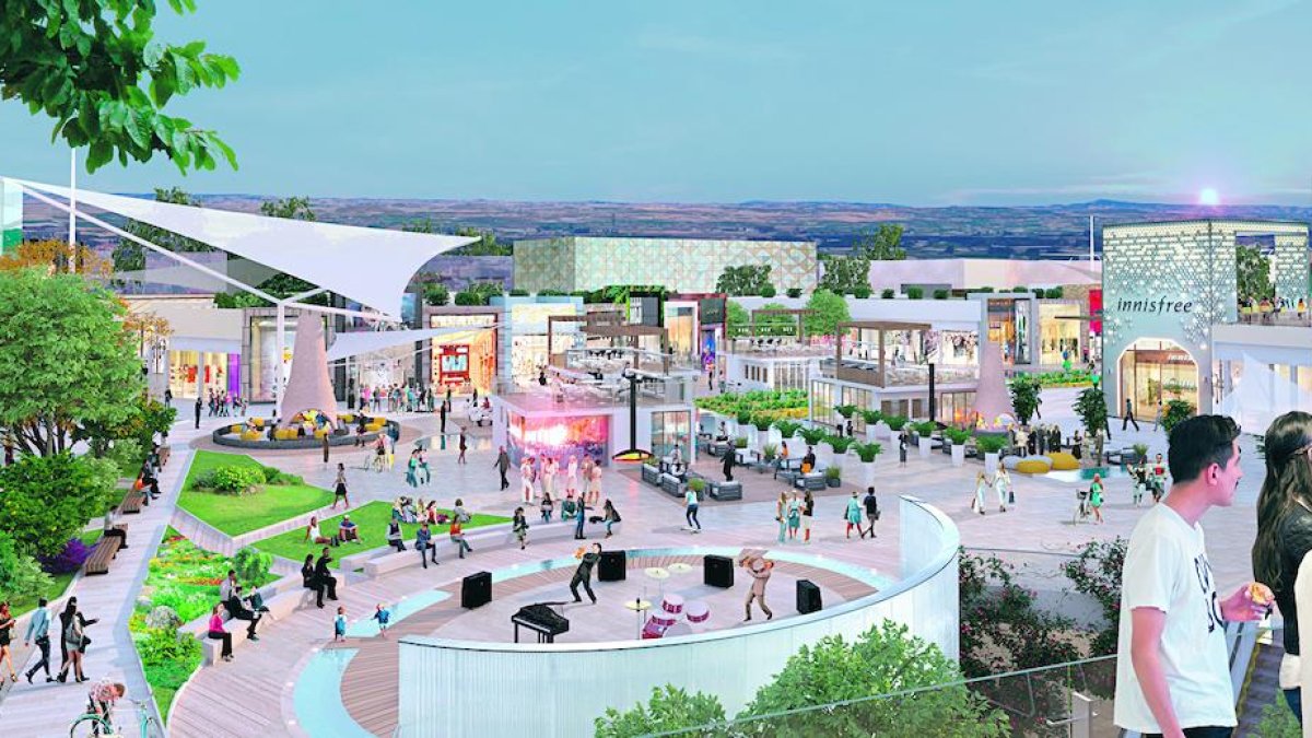 Imagen virtual del proyecto del centro comercial y de ocio que Carrefour delante del antiguo hotel Ilerda, pero en el lado de La Bordeta
