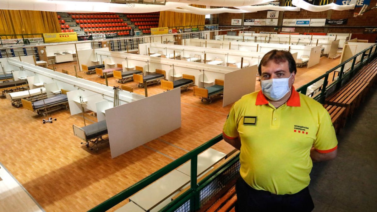 El pavelló Onze de Setembre de Lleida, preparat com a hospital