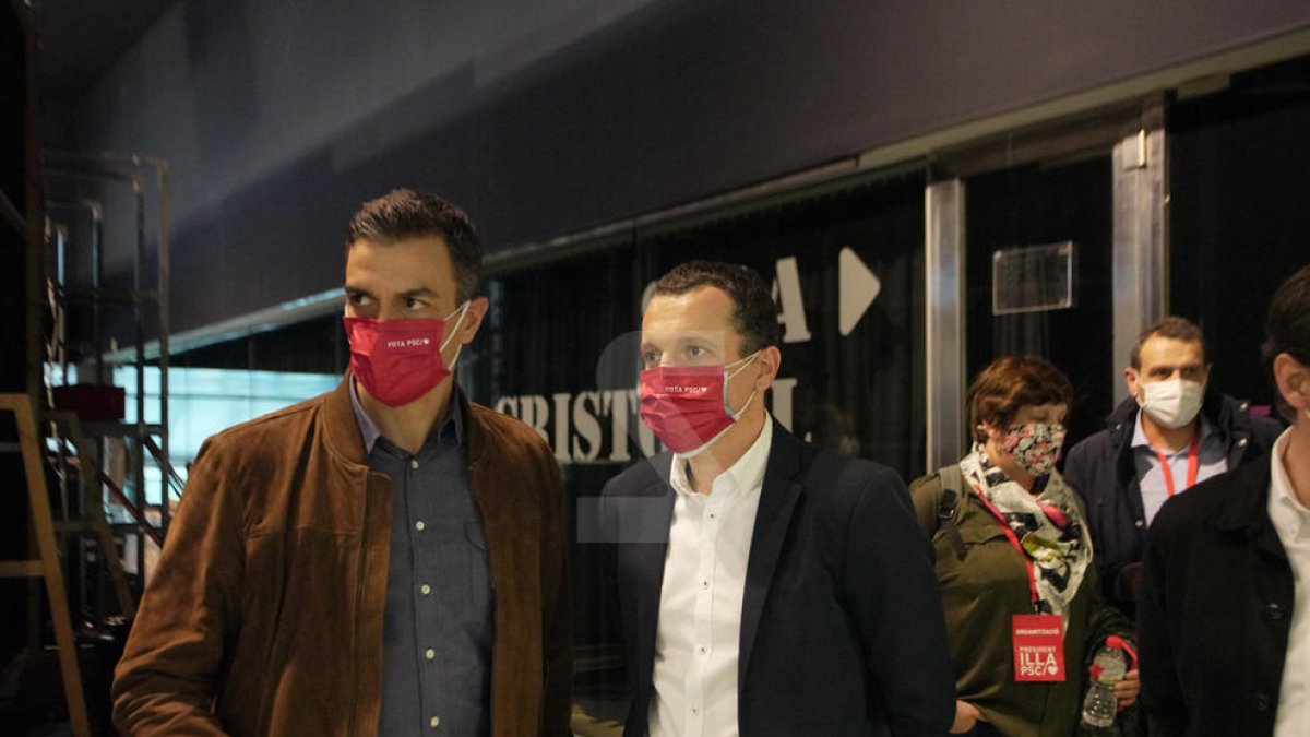Acte de campanya del PSC a Lleida, amb Pedro Sánchez i Salvador Illa
