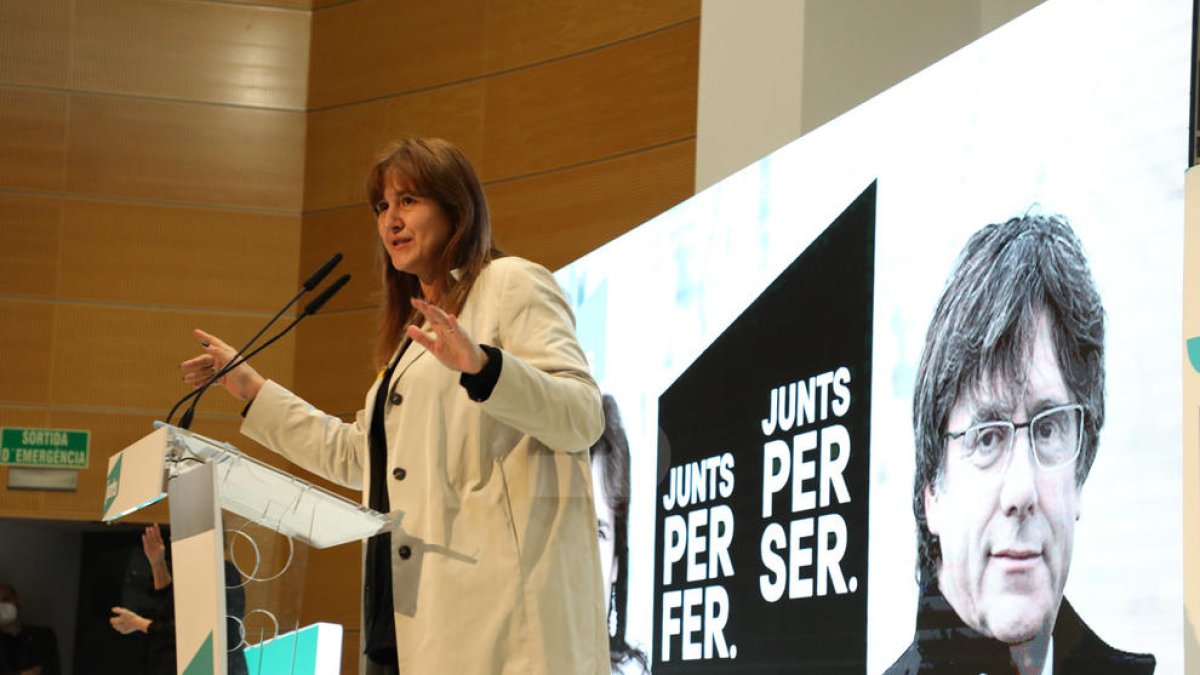 Acte de campanya de Junts a Lleida, amb Laura Borràs