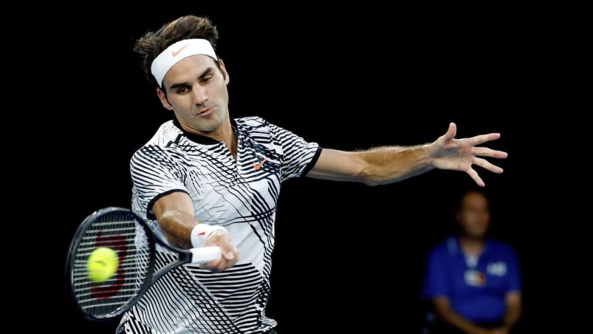 Roger Federer, durant el partit davant del també suís Wawrinka.