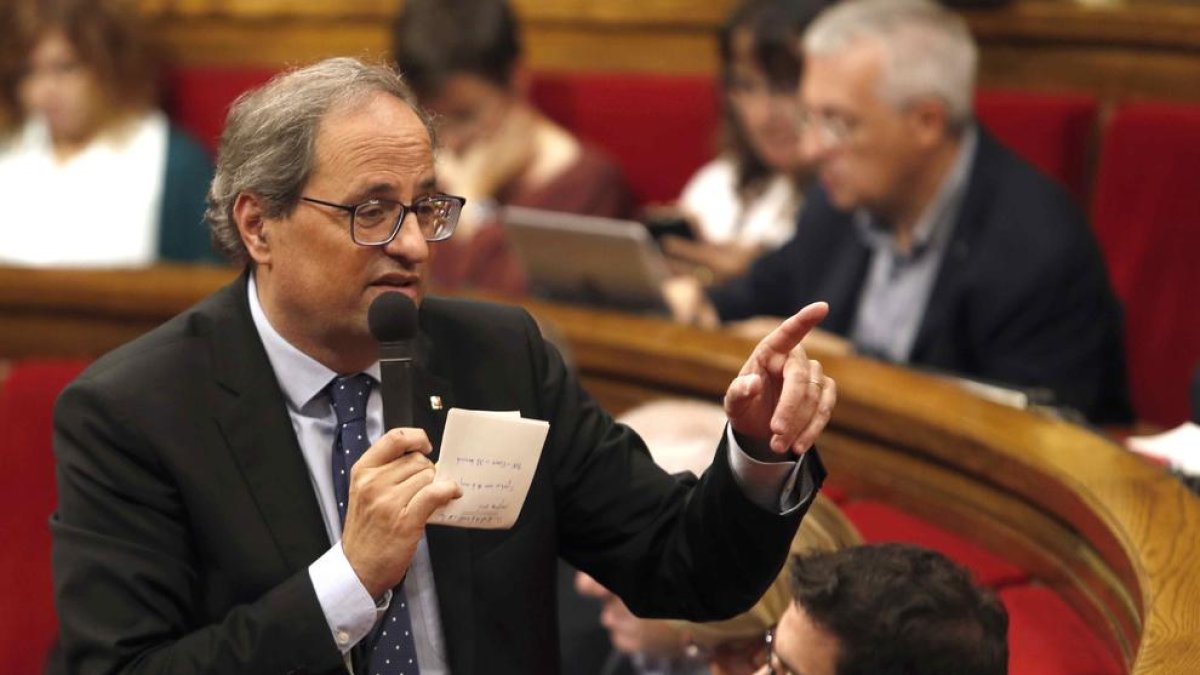 El president de la Generalitat, Quim Torra, durant la sessió de control al Parlament.