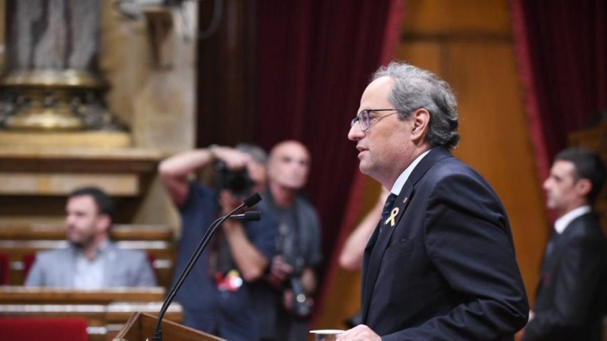 El president Torra fue tajante en su discurso en el Parlament advirtiendo a Pedro Sánchez que “la solución no es un nuevo Estatut”.
