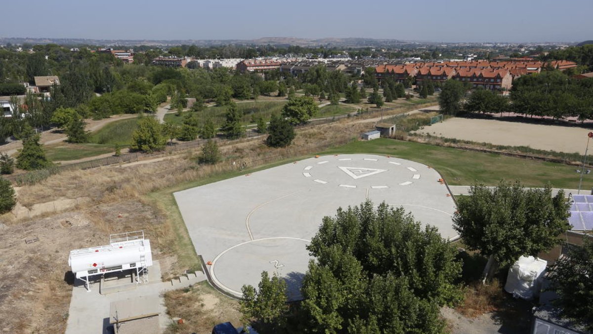 Vista del actual helipuerto, justo al lado del parque de bomberos, a menos de un kilómetro del hospital.