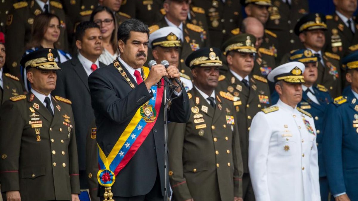 Maduro en el momento en el que encabezaba un acto en Caracas.