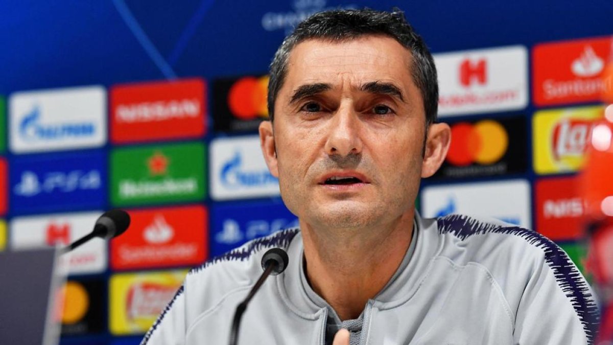 El tècnic Ernesto Valverde, ahir durant la compareixença davant els mitjans de comunicació.