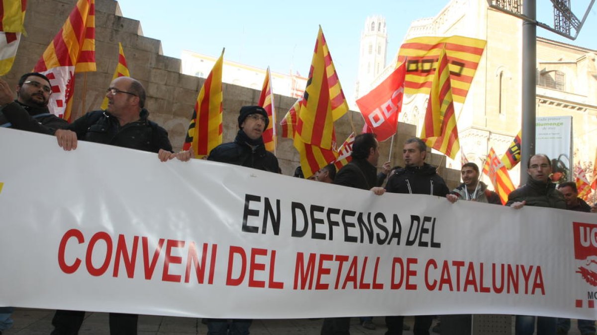 Protesta dels treballadors del metall a Lleida, el 2013.