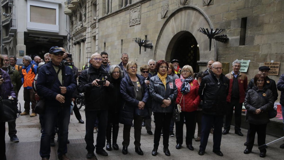 Movilización el pasado lunes en Lleida para exigir unas pensiones públicas dignas.