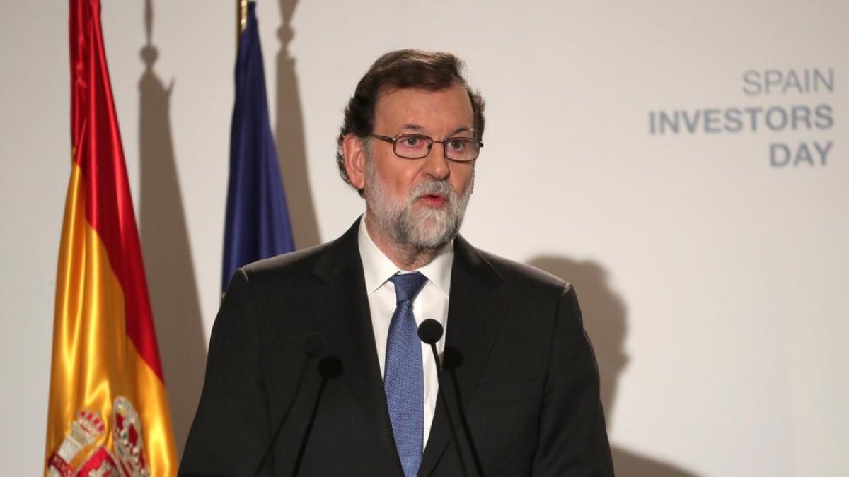 El president del Govern, Mariano Rajoy, durant la seua intervenvió en la inauguració de l'Spain Investors Day.